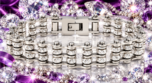 Load image into Gallery viewer, Ladies 12mm All Silver, Triple Row &amp; Double Bling Bike Chain Bracelet Stainless Steel SB82