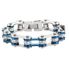 Load image into Gallery viewer, Heavy Metal Jewelry Ladies Motorcycle Bike Chain Stainless Steel Bracelet Silver / Electric Blue SB83