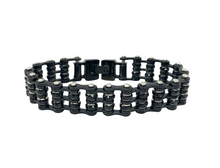 Load image into Gallery viewer, Ladies 12mm All Black, Triple Row &amp; Double Black Bling Bike Chain Bracelet Stainless Steel SB84