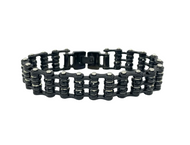 Ladies 12mm All Black & Double Bling Bike Chain Bracelet Stainless Steel SB84