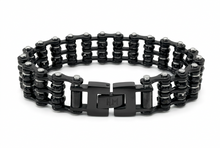 Load image into Gallery viewer, Ladies 12mm All Black, Triple Row &amp; Double Black Bling Bike Chain Bracelet Stainless Steel SB84