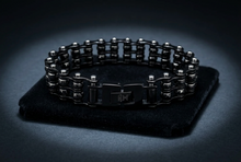Load image into Gallery viewer, Ladies 12mm All Black, Triple Row &amp; Double Black Bling Bike Chain Bracelet Stainless Steel SB84