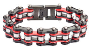 16mm Black & Red Bike Chain Bracelet Stainless Steel SB87