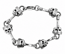 Load image into Gallery viewer, Men's 15mm Punisher Piston &amp; Skull Link Bracelet Biker Stainless Steel SB8