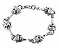 Men's 15mm Punisher Piston & Skull Link Bracelet Biker Stainless Steel SB8