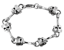 Load image into Gallery viewer, Punisher Piston &amp; Skull Link Bracelet 15mm Biker Stainless Steel SB8