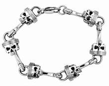 Load image into Gallery viewer, Men's 15mm Punisher Piston &amp; Skull Link Bracelet Biker Stainless Steel SB8