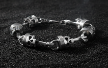 Load image into Gallery viewer, Punisher Piston &amp; Skull Link Bracelet 15mm Biker Stainless Steel SB8