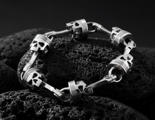Load image into Gallery viewer, Punisher Piston &amp; Skull Link Bracelet 15mm Biker Stainless Steel SB8