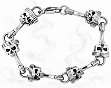 Load image into Gallery viewer, Men's 15mm Punisher Piston &amp; Skull Link Bracelet Biker Stainless Steel SB8