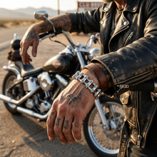 Load image into Gallery viewer, 16mm All Silver Bike Chain Bracelet Double Link Men's Biker Stainless Steel SB90