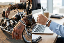 Load image into Gallery viewer, 16mm All Silver Bike Chain Bracelet Double Link Men's Biker Stainless Steel SB90