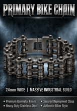 Load image into Gallery viewer, 24mm Gunmetal Primary Bike Chain Bracelet Biker Men's Stainless Steel SB92