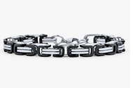 7mm Byzantine Unisex Bracelet Stainless Steel Black & Chrome SB96