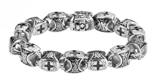 Greek Jewelry Unisex Greek Cross Biker Bracelet Stainless Steel SB97