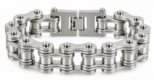 Load image into Gallery viewer, 16mm Satin Silver Bike Chain Bracelet Double Link Men's Biker Stainless Steel SB98