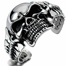 Load image into Gallery viewer, Back Bone Skull Cuff Bracelet Men's Stainless Steel<br> SB9