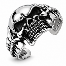Load image into Gallery viewer, Men's Back Bone Skull Cuff Bracelet Stainless Steel SB9
