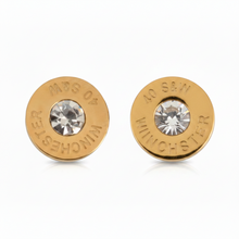 Load image into Gallery viewer, Bling Bullet Post Earrings in Silver or Gold Tone Stainless Steel SE1