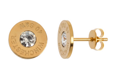 Load image into Gallery viewer, Bling Bullet Post Earrings in Silver or Gold Tone Stainless Steel SE1