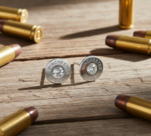 Load image into Gallery viewer, Bling Bullet Post Earrings in Silver or Gold Tone Stainless Steel SE1