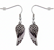 Purple Mini Wings Dangle Earrings Lady Biker Bling Stainless Steel SE10
