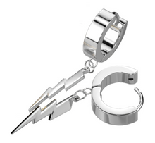 Load image into Gallery viewer, Lightning Bolt Dangle Hoop Earrings 3 Colors Stainless Steel SE11