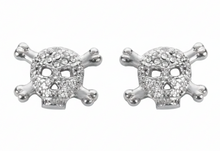 Load image into Gallery viewer, Skull &amp; Crossbones Bling Post Earrings Unisex Stainless Steel SE12