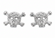 Skull & Crossbones Bling Post Earrings Unisex Stainless Steel SE12