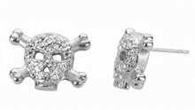 Load image into Gallery viewer, Skull &amp; Crossbones Bling Post Earrings Unisex Stainless Steel SE12