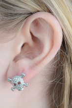 Load image into Gallery viewer, Skull &amp; Crossbones Bling Post Earrings Unisex Stainless Steel SE12