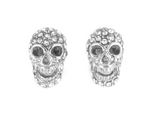 Load image into Gallery viewer, Biker Jewelry 3-D Ladies Bling Skull Earrings Stainless Steel