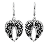 Angel Wing Bling Earrings Lever Backs Stainless Steel SE14