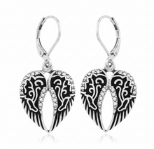 Load image into Gallery viewer, Angel Wing Bling Earrings Lever Backs Stainless Steel SE14