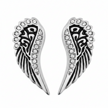 Load image into Gallery viewer, Angel Wing Bling Post Earrings Stainless Steel SE15
