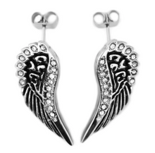 Load image into Gallery viewer, Angel Wing Bling Post Earrings Stainless Steel SE15