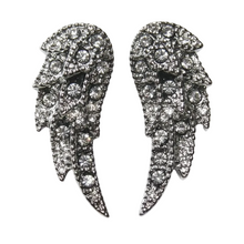 Load image into Gallery viewer, Feathered Wing Bling Post Earrings Stainless Steel SE16