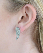 Load image into Gallery viewer, Feathered Wing Bling Post Earrings Stainless Steel SE16