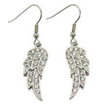 Load image into Gallery viewer, Feathered Wing Bling Dangle Earrings Stainless Steel SE17