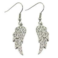 Feathered Wing Bling Dangle Earrings Stainless Steel SE17