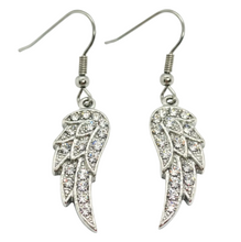 Load image into Gallery viewer, Feathered Wing Bling Dangle Earrings Stainless Steel SE17