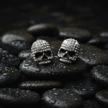 Load image into Gallery viewer, Small Skull Bling Post Earrings Unisex Stainless Steel SE18
