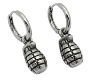 Hand Grenade Dangle Hoop Earrings Unisex Stainless Steel SE19