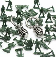 Load image into Gallery viewer, Hand Grenade Dangle Hoop Earrings Unisex Stainless Steel SE19