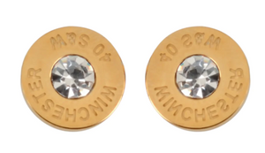 Biker Jewelry Bullet Gold Tone Earrings Stainless Steel