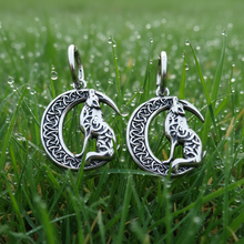 Load image into Gallery viewer, MoonWolf Dangle Hoop Earrings Unisex Stainless Steel SE21