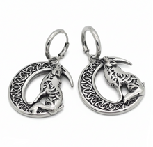 Load image into Gallery viewer, MoonWolf Dangle Hoop Earrings Unisex Stainless Steel SE21