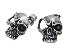 Load image into Gallery viewer, Black Eyed Skull Post Earrings Unisex Stainless Steel SE22