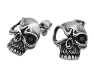 Black Eyed Skull Post Earrings Unisex Stainless Steel SE22