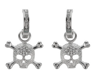 Skull & Crossbones Bling Dangle Hoop Earrings Unisex Stainless Steel SE23